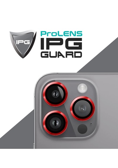 Apple Uyumlu iPhone 16 Pro / Pro Max İçin Ipg Kamera Lens Koruyucu - Kırmızı