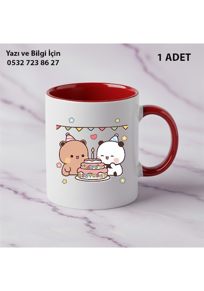 Dudu Bubu Hediyelik Kupa Bardak Kişiye Özel İsim Yazılır Kaliteli Baskı Kırmızı