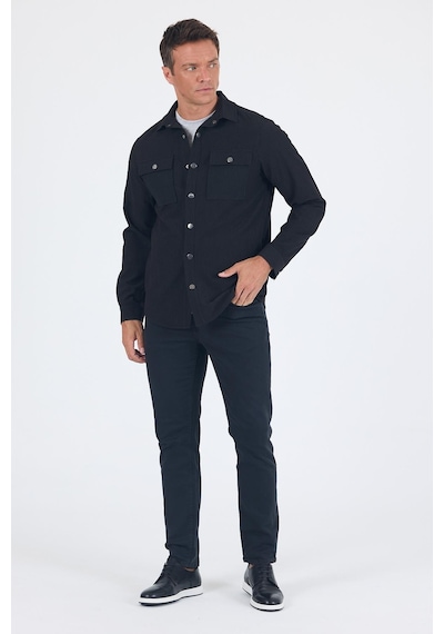 İmza Çizgili Desen Gofreli Ayaklı Gömlek Yaka Astarsız Esnek Comfort Fit Mont 1007250117 Siyah İmza Çizgili Desen Gofreli Ayaklı Gömlek Yaka Astarsız Esnek Comfort Fit Mont 1007250117 Siyah