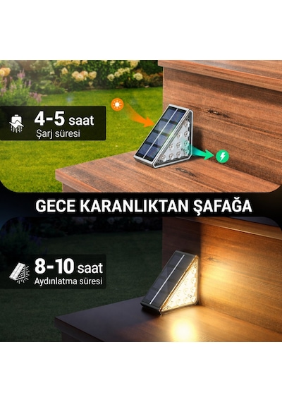 6'lı Solar Basamak Işığı 10 Led Güneş Enerjili Merdiven Bahçe Aydınlatması