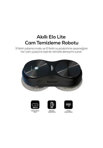 Xenon Smart Elo Lite X8680 2800Pa Cam Silme Robotu Siyah