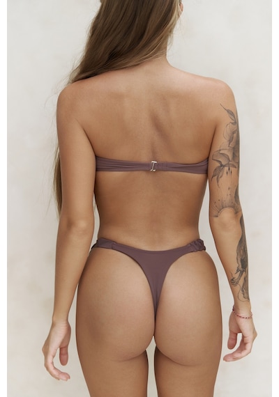 Mai Collection Mai Studios Co. Zahira Yan Büzgü Detaylı Brezilyan Kahve Bikini Altı Kahve