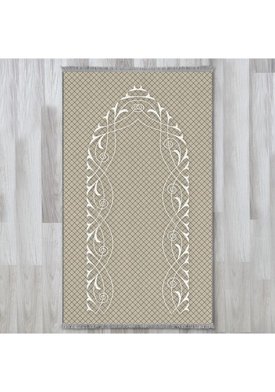 Evaşk Namazlık Dokuma Halı Kaymaz Muslumana Seccade 80 x 130 BEJ EVAŞK604B66