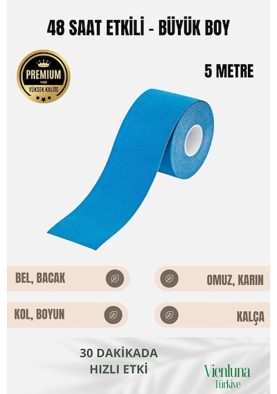 Vienluna Kas Gevşetici Esnek Eklem Omuz  Isı Bandı Mavi 5 CM x 5 M