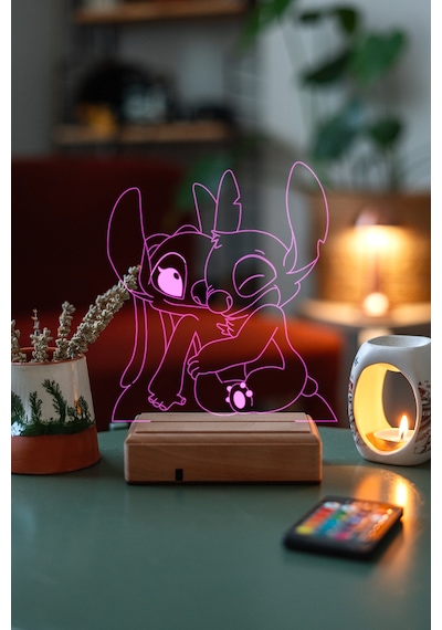 Stitch & Angel Lilo And Stitch 16 Renk Kumandalı 3d Gece Lambası
