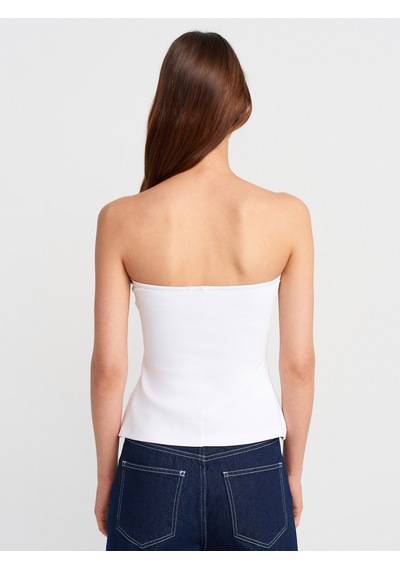 Dilvin 31860 Straplez Top-beyaz Beyaz