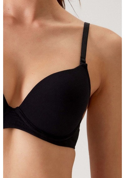 Pierre Cardin Siyah 6401 Rome Soft Push Up / Yarı Destekli Tak-çıkar Askılı Pamuklu Sütyen