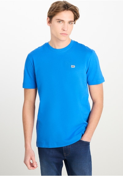 Regular Fit Normal Kesim Bisiklet Yaka Pamuklu Saks Mavisi Tişört Ferris