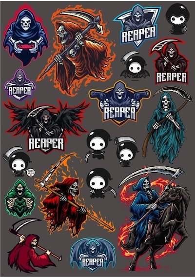 Ölüm Meleği Sticker Set 2 18 Parça Telefon, Tablet, Defter, Laptop Sticker