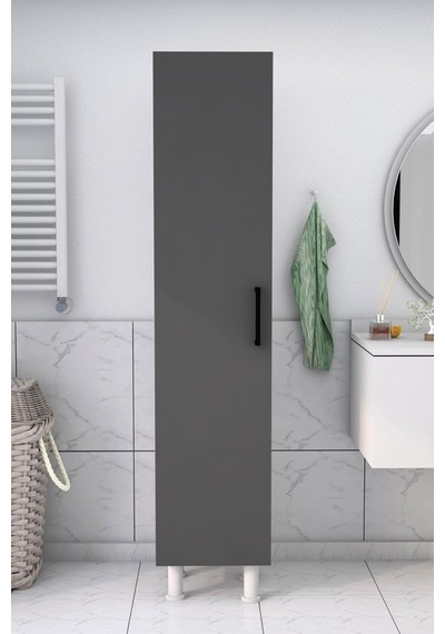 5 Raflı Banyo Boy Dolabı Beyaz Antrasit Çok Renkli