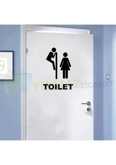 Yılmazetic Wc Toilet Kapı Klozet Yapıştırma Banyo Sticker 13 x 9 CM