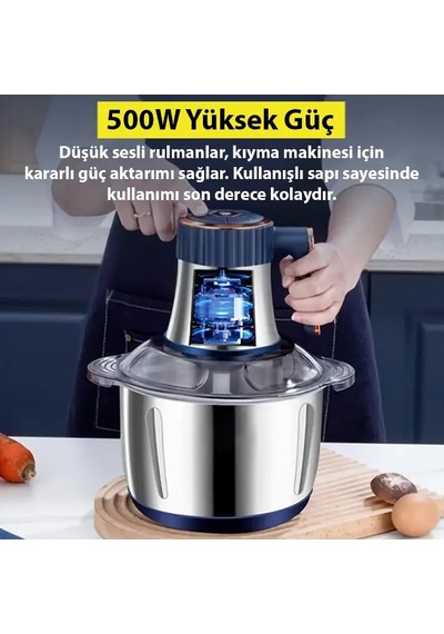 Ezere Powerchop Pro Elektrikli Paslanmaz Çelik Kollu 5 Litre Et Kıyma Makinesi Sebze Meyve Doğrayıcı Rondo Blendır- 5775 Renkli Ezere Powerchop Pro Elektrikli Paslanmaz Çelik Kollu 5 Litre Et Kıyma Makinesi Sebze Meyve Doğrayıcı Rondo Blendır- 5775 Renkli
