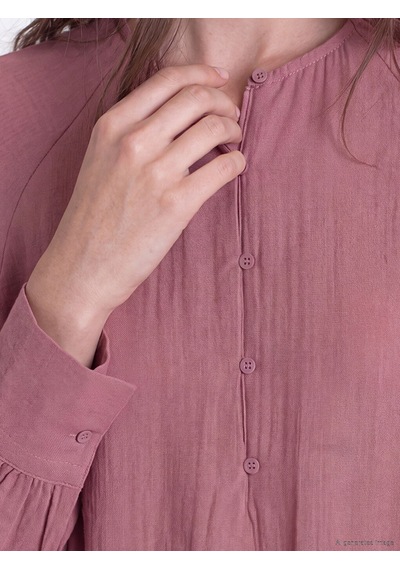 Lcw Modest Pembe Bisiklet Yaka Müslin Elbise