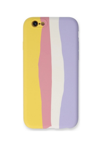 Uray Store Apple iPhone Uyumlu 6 Kılıf Ebruli Lansman Silikon - Sarı-mavi