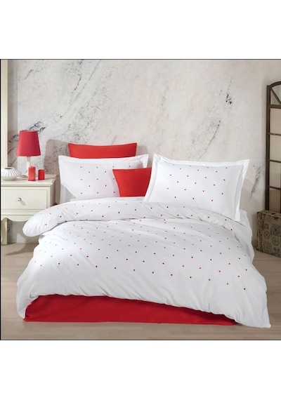 Çift Kişilik Poplin Premium Nakışlı Nev Lubow Beyaz 8698499179899 Renkli