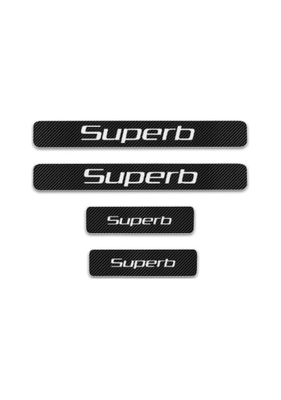 Skoda Süper B Carbon Fiber Kapı Eşiği Yazısı Sticker Boya Koruma