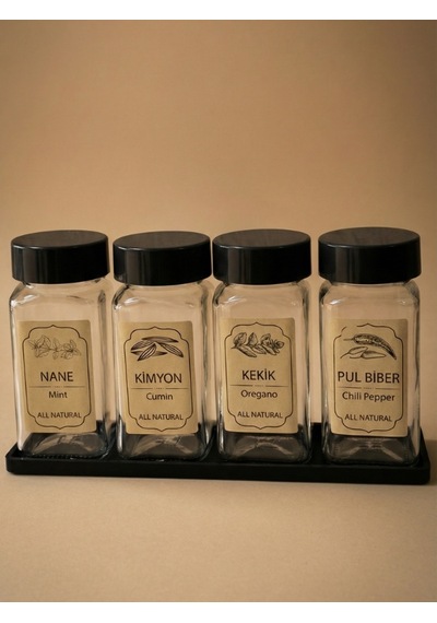 Leelahome 4'lü Set Standlı Kare Baharatlık 140 Ml - Antrasit Antrasit