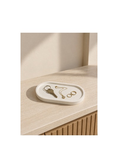 Dekoratif Oval Tepsi Takı, Anahtar Ve Aksesuar Düzenleyici 17,5 X 8 Cm Beyaz - 910555067 Beyaz - 910555067