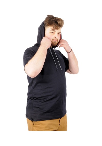 Mode Xl Büyük Beden Oversize Tshirt Kapşon Basic 21115 Lacivert 001