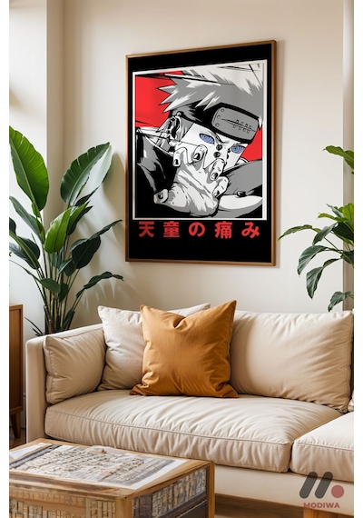 Naruto Pain Poster, Ahşap Çerçeveli Duvar Tablosu - Anime Severlere Özel Hediye