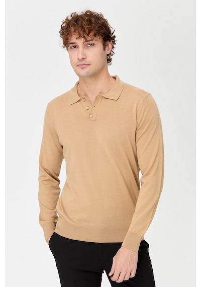 Desen Erkek Basic Polo Yaka İnce Triko Kazak S.kahve S.kahve