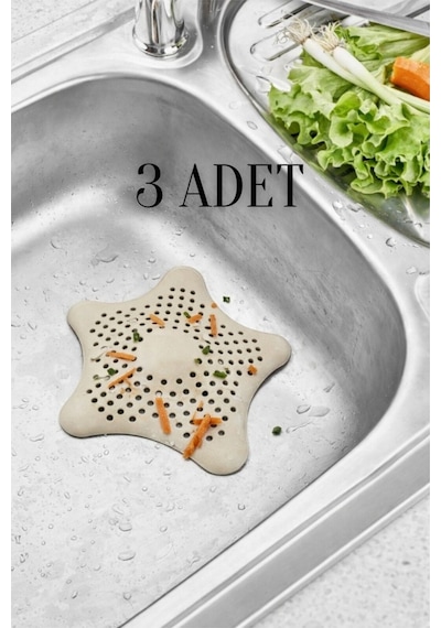 3 Adet Bej Deniz Yıldızı Lavabo Süzgeci, Lavabo Tıkacı, Silikon Süzgeç Silikon Diğer