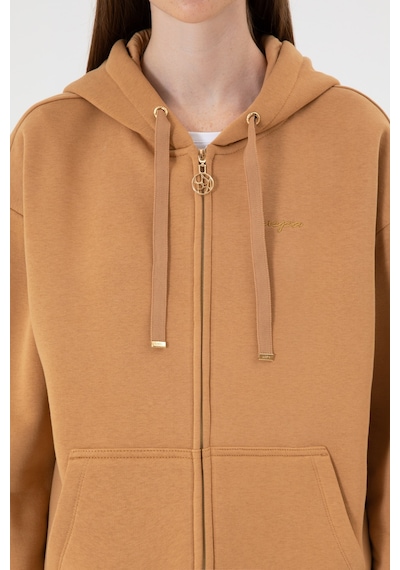U.S. Polo Assn. Kadın Camel Şardonlu Kapüşonlu Sweatshırt 50314130-VR015