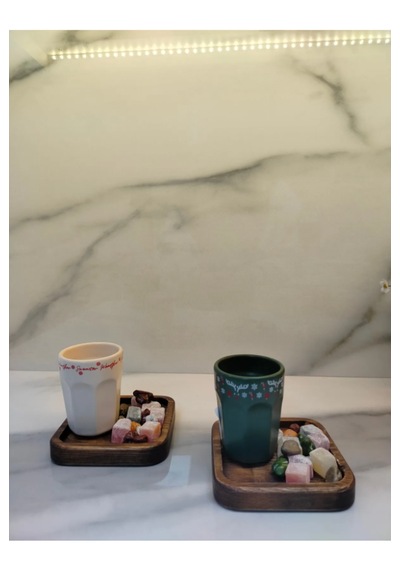 2 Li Ahşap Md Deer Espresso Fincan Seti