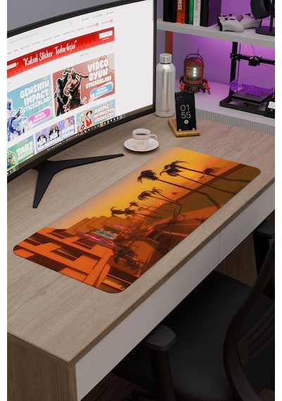 Gta Vice City Kaymaz Dikişli Kauçuk Oyuncu Mousepad V5 - 70x30 Xl Gaming Mouse Pad Fare Altlığı