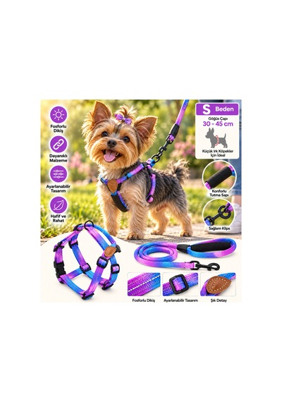 Ally Paws Köpek Göğüs Tasması Ve Gezdirme Kayışı Seti S Beden 8mm X 120cm Çok Renkli