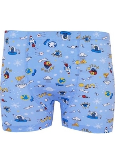 Tutku 6Lı Erkek Çocuk Renkli Boxer Desenli Baskılı Pamuklu Rahat