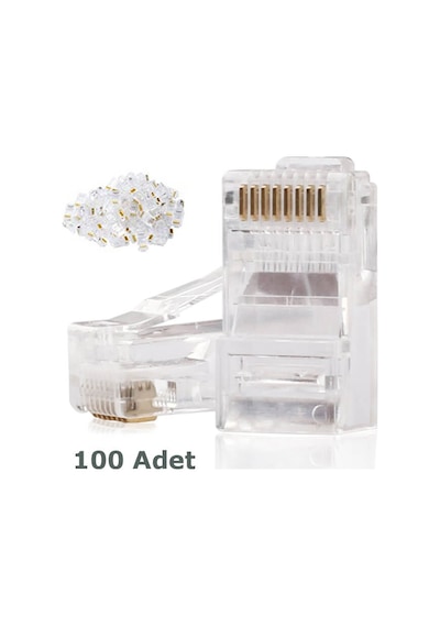 Rj45 Cat6 Altın Uçlu Jack Konnektör 100 Adet