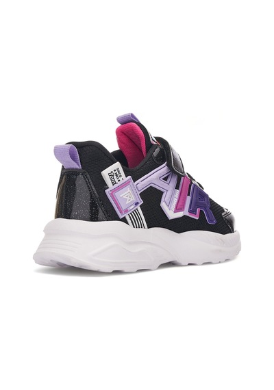 Günlük Unisex Çocuk Sneaker Lastik Bağcıklı Cırtlı Hafif Nefes Alabilen Spor Ayakkabı 080 Siyah - Lila - 6