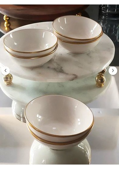 Regna Home Fine Living Anka Yaldızlı Hurmalık- Çerezlik-kahvaltılık - Sosluk-6lı Kase Set Beyaz