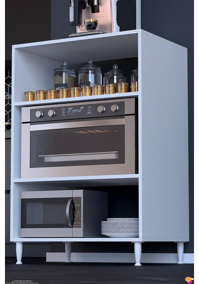 Lara 80 Cm Çok Amaçlı Mikrodalga Standı 3 Raflı Fırın Tezgahı Mutfak Dolabı Beyaz 80x119x48 Cm Lara 80 Cm Çok Amaçlı Mikrodalga Standı 3 Raflı Fırın Tezgahı Mutfak Dolabı Beyaz 80x119x48 Cm