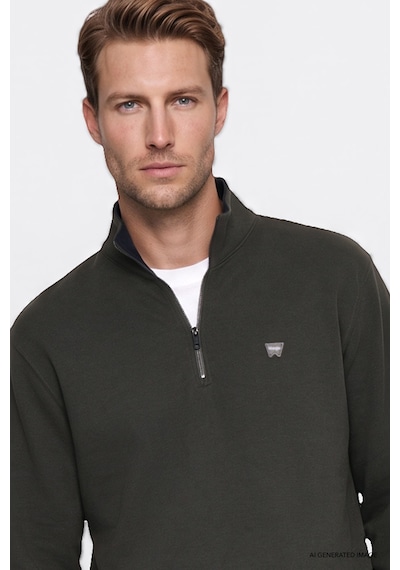 Wrangler Pamuklu Selanik Regular Fit Fermuarlı Erkek Sweatshirt W2620081801 Haki