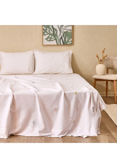 Soft Lavena Çift Kişilik Pike - Beyaz / Renkli - 220x240 Cm