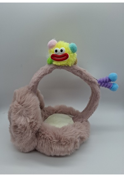 Kervan Pazarı Çocuk Peluş Katlanabilir Figürlü Kışlık Kulaklık Koyu Pembe