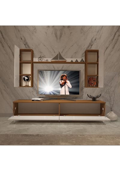 Decoraktiv Eko 7 Mdf Std Silver Tv Ünitesi Tv Sehpası Ceviz - Beyaz