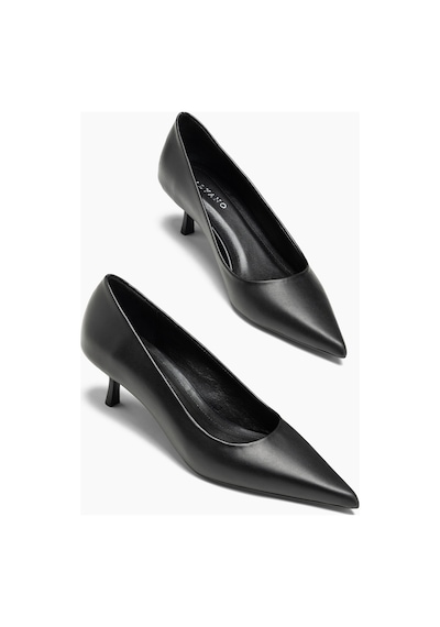 Alberta Hakiki Deri Siyah 5 Cm Topuklu Stiletto Ayakkabı