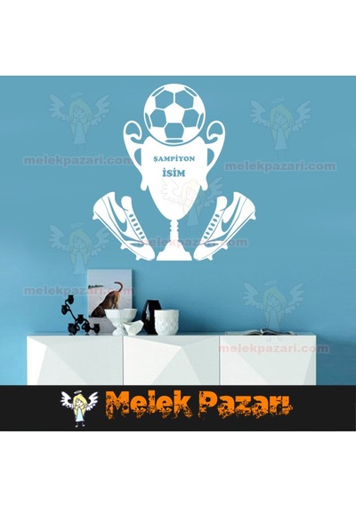 İsim Yazılabilir Şampiyon Futbol Duvar Sticker