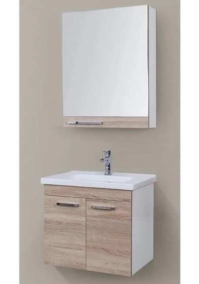 80 Cm Lik Seramik Evye Mdf Banyo Dolabı Suntalam Sis Gri