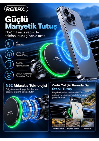 Magsafe 15w Manyetik Kablosuz Şarjlı Araç Telefon