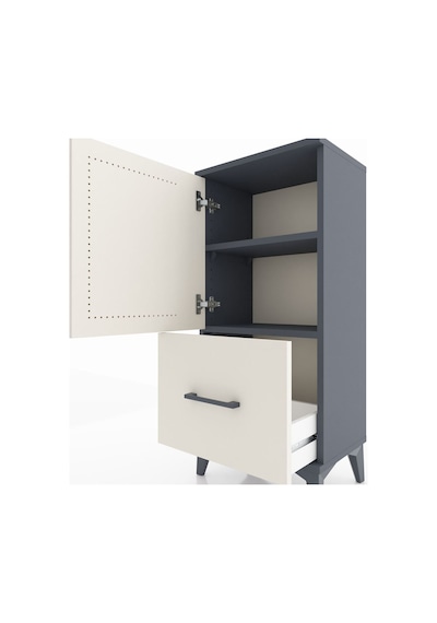 Arges Komodin 2 Raflı Tek Çekmeceli Tek Kapaklı 44x30x96 Antrasit-aytaşı Antrasit
