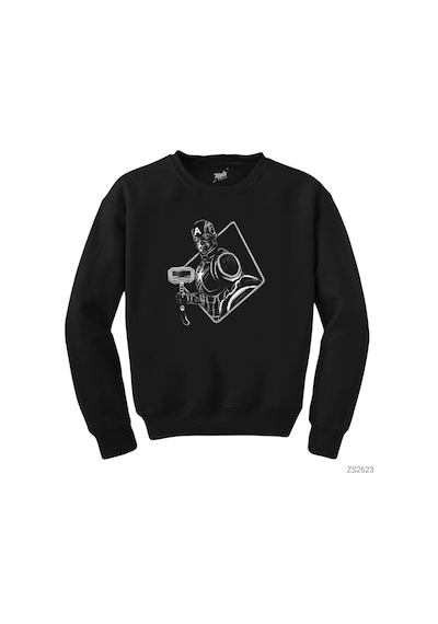 Captain America Mjolnir Black And White Siyah Sweatshirt