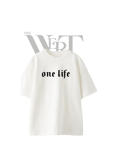 Thewert One Life Gothic Tasarım Baskılı Ünisex Beyaz Oversize T-shirt
