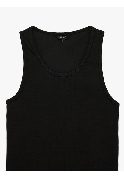 Koton Kolsuz Pamuklu Bisiklet Yaka Slim Fit Atlet Siyah 6sam30001mk Siyah