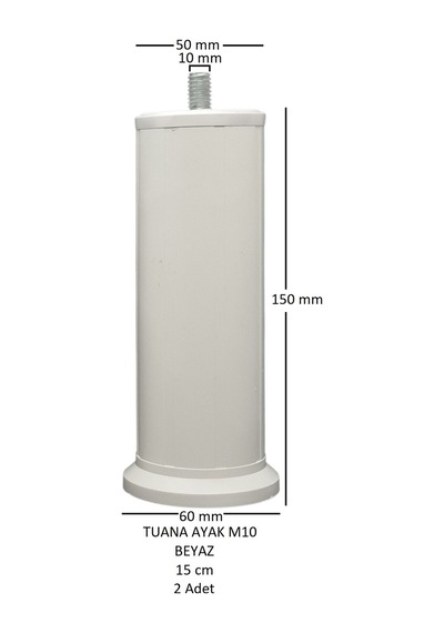 Tuana Ayak 15 cm M10 Cıvatalı Beyaz (2 Adet)