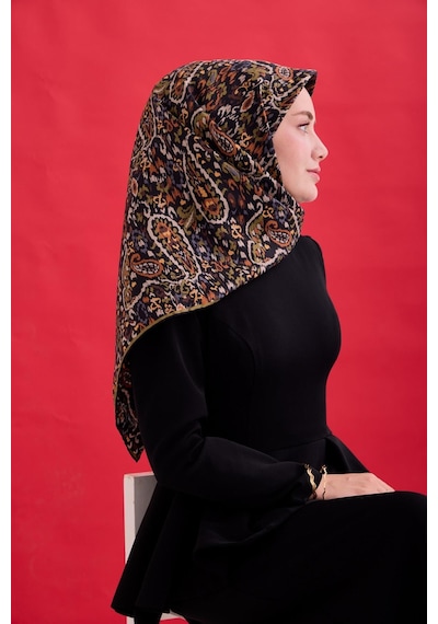 Silk Home Twill İpek Eşarp 11478-06 Siyah, Kına Yeşili, Somon, Taba, Gri, Taş