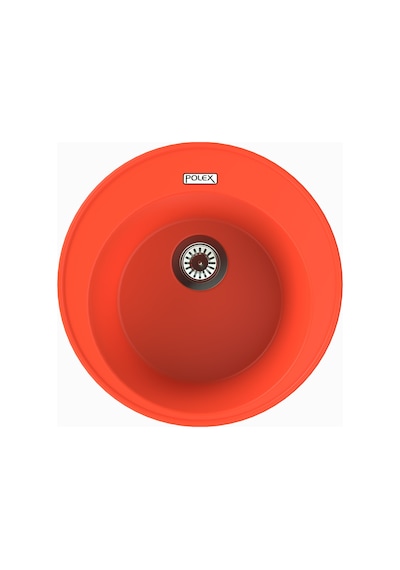Polex Cristalüx Granit Evye P-06 Turuncu Tezgah Altı Ve Tezgah Üstü Oval Mutfak Evyesi 51.5x51.5 CM